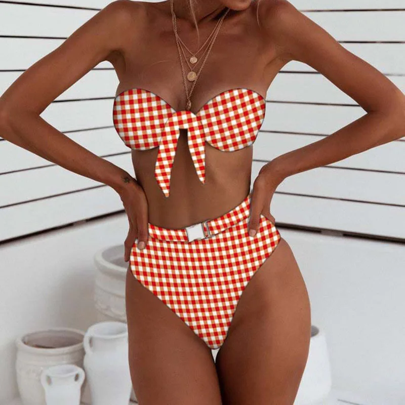 Женский купальник-бикини с бантиком комплект из двух предметов новинка 2019 |