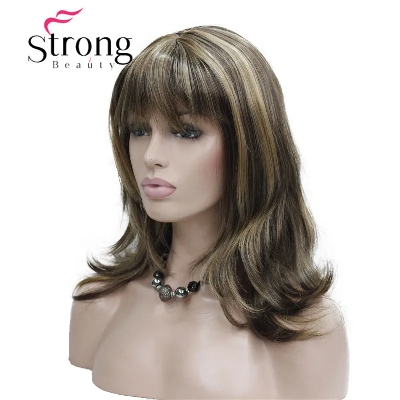 StrongBeauty Длинные Прямые Шелковистые Светлые Выделенные полный синтетический парик выбор цвета - Цвет: 8TT124