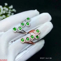kjjeaxcmy fine jewelry 925 pure silver inlaid diopside fire color female ring simple support test