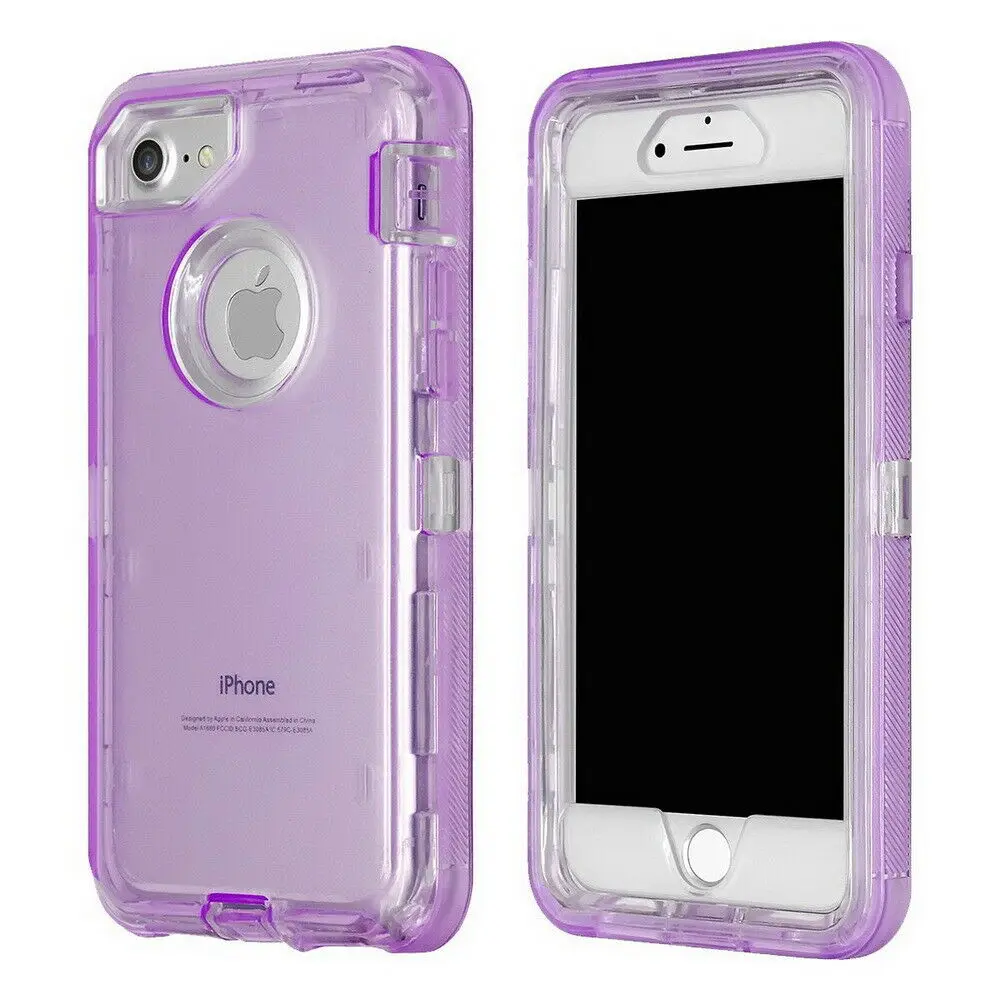 Purple Роскошный тяжелый противоударный защитный чехол 3 в 1 для iPhone X XS Max XR 6 6s 7 8 Plus, прозрачный защитный чехол с кристаллами - Цвет: Purple