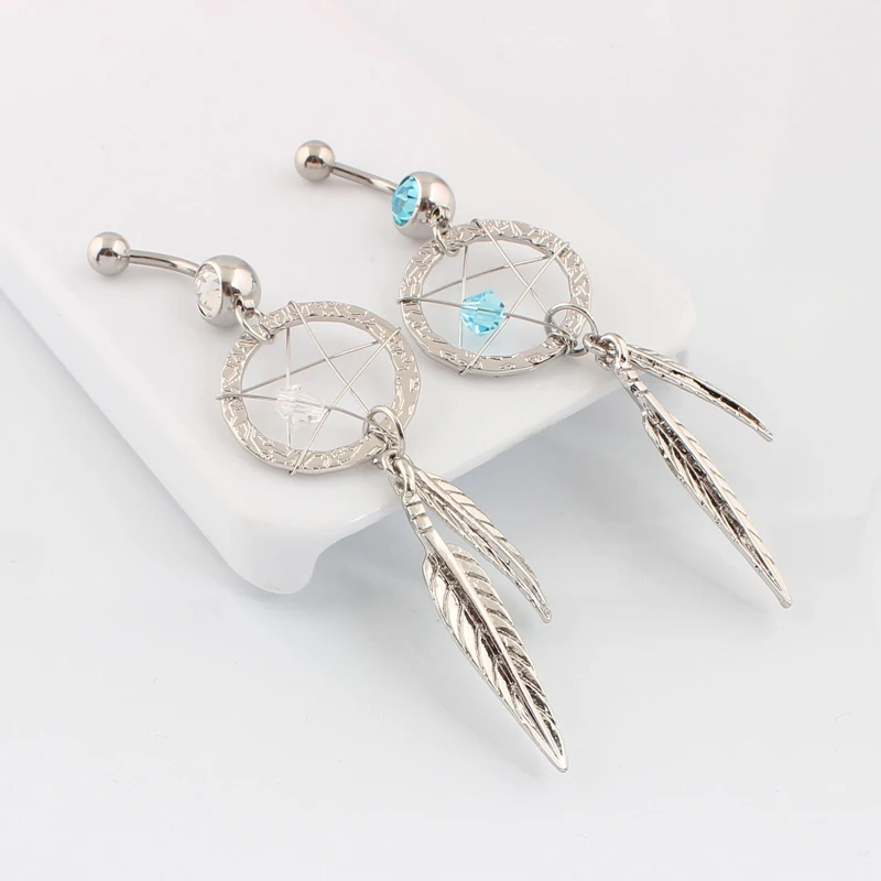 Ловец снов болтаются Горячие пирсинг пупка Кольца модные кольца ювелирные