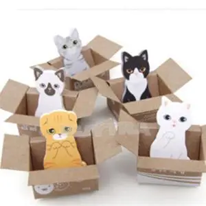2015 New School Supplies Memos Novetly Cat Shape Memo Pads Practical Post It Kawaii Sticky Notes | Канцтовары для офиса и дома