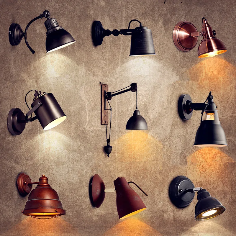 Антикварные деревенские Ретро Винтажные Настенные светильники Balcon стиль Лофт