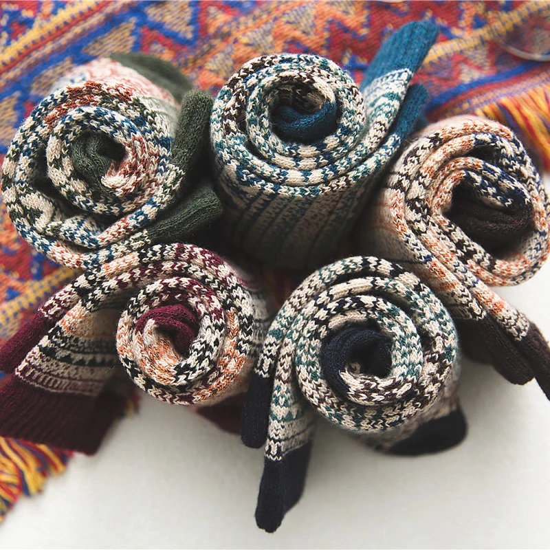 Зимние плотные Теплые Ретро специальные этнические стильные шерстяные носки