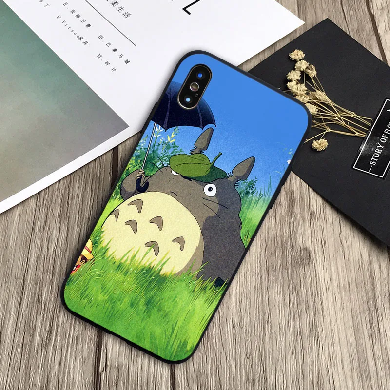 Мой сосед доставляет Тоторо из аниме чехол черный для телефона iPhone 6 6plus 7 8plus 5 5S SE X