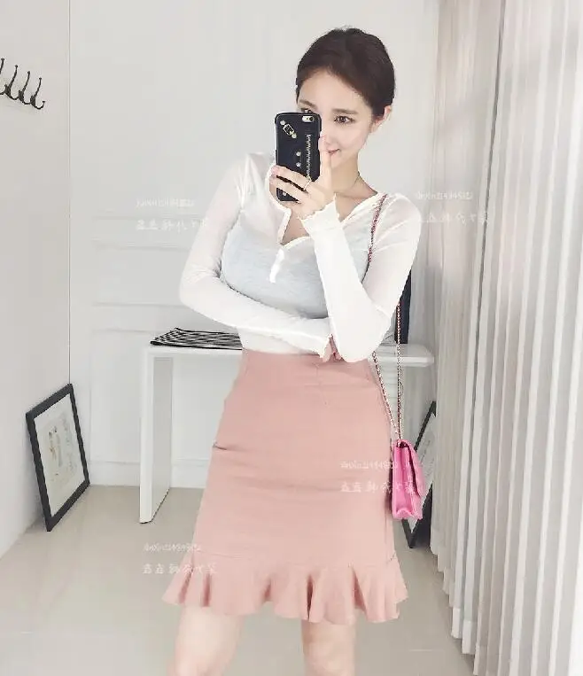 Сексуальная Женская футболка розовая 2017 зимние BTS топы корейский длинный рукав