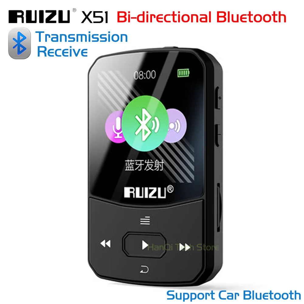 MP3 плеер RUIZU X51 с зажимом, Bluetooth, спортивный MP3 музыкальный плеер с рекордером, fm-радио, поддержка TF карты, можно подключить телефон