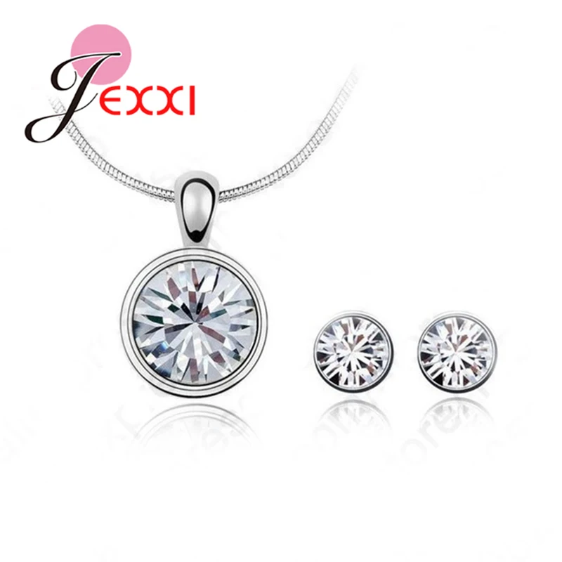 

Charming Round Shape Jewery Sets For Women Girls Pretty Popular Party Gifts Style 925 Sterling Silver Cubic Zirconia Items