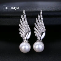 emmaya fashion 3 colors wings stud earring for women zircon charm wedding earrings party engagement jewelry valentine gifts