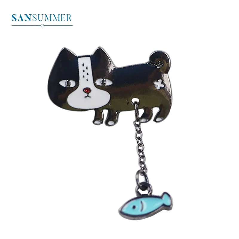 Sansummer горячий модный кулон с милым котом цепь Рыба Лодка мультфильм Молодежная девушка изящная брошь для женщин ювелирные изделия 396