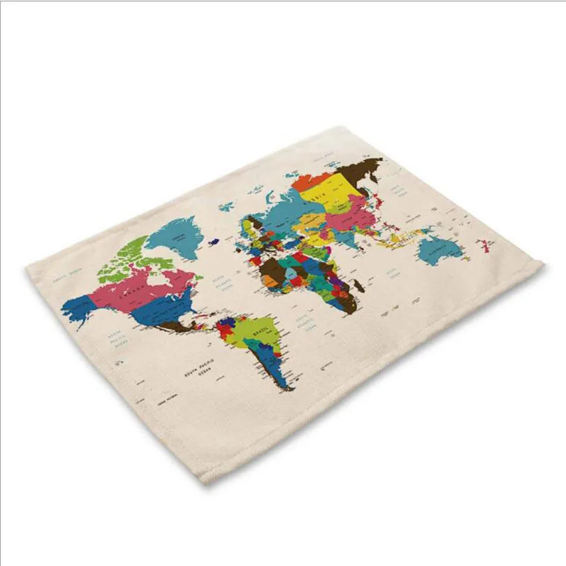 Карта мира столовых коврик из ткани украшение стола Кухня Posavasos Manteles individuales