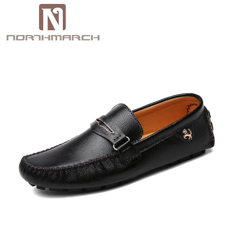NORTHMARCH/Мужская обувь; коллекция года; роскошные модные мужские лоферы; Кожаные слипоны; мужские ботинки на плоской подошве; mocasin Kasual для мужчин; Chaussure Ete Homme - Цвет: Черный