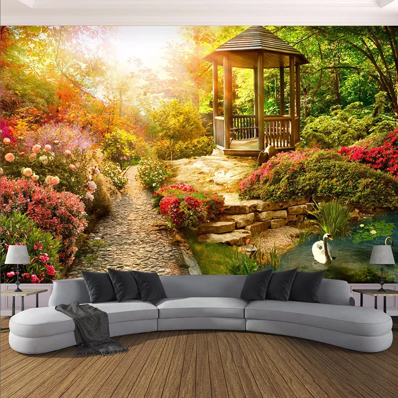 

Custom Any Size Mural Wallpaper 3D Stereo Sunshine Garden Scenery Fresco Living Room Bedroom Home Decor Wall Papers For Walls 3D