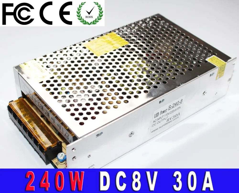 DC8V 30A 240W импульсный источник питания PSU для светодиодной ленты и CCTV турбо