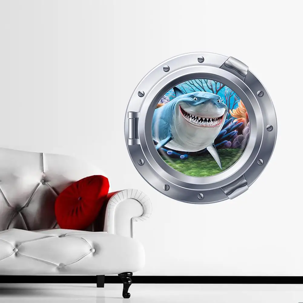 Дисней В поисках Немо акулы 3D вид окна Наклейки на стены для детских комнат