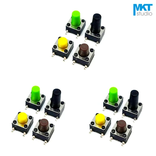 100 шт. 6*6*12/12.5 мм SMD микро кнопочный тактовый электронный переключатель коричневый