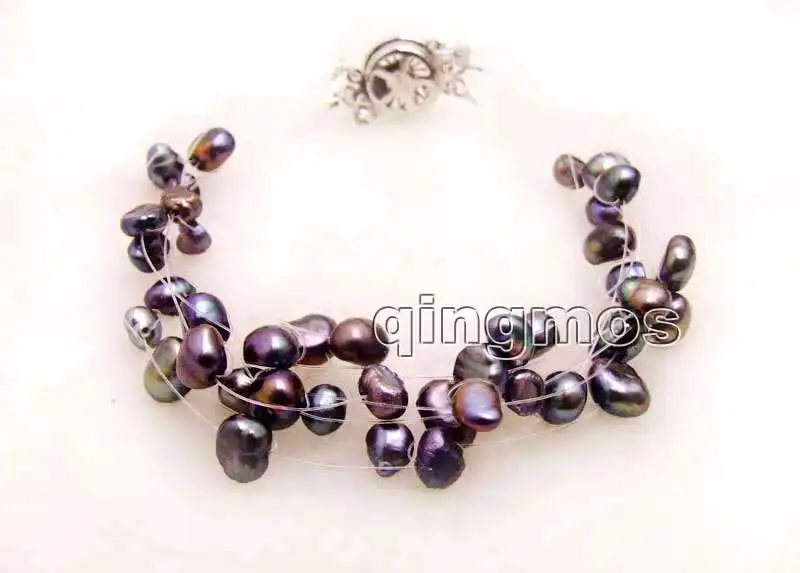 4 7 мм барокко черный натуральный пресноводный жемчуг 9 пряди 7.5 &quotStarriness Bracelet bra344
