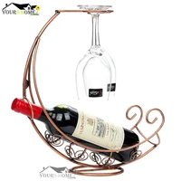 creative copper plated metal wine rack hanging wine glass holder pirate ship shape bar wine holder home decor barware