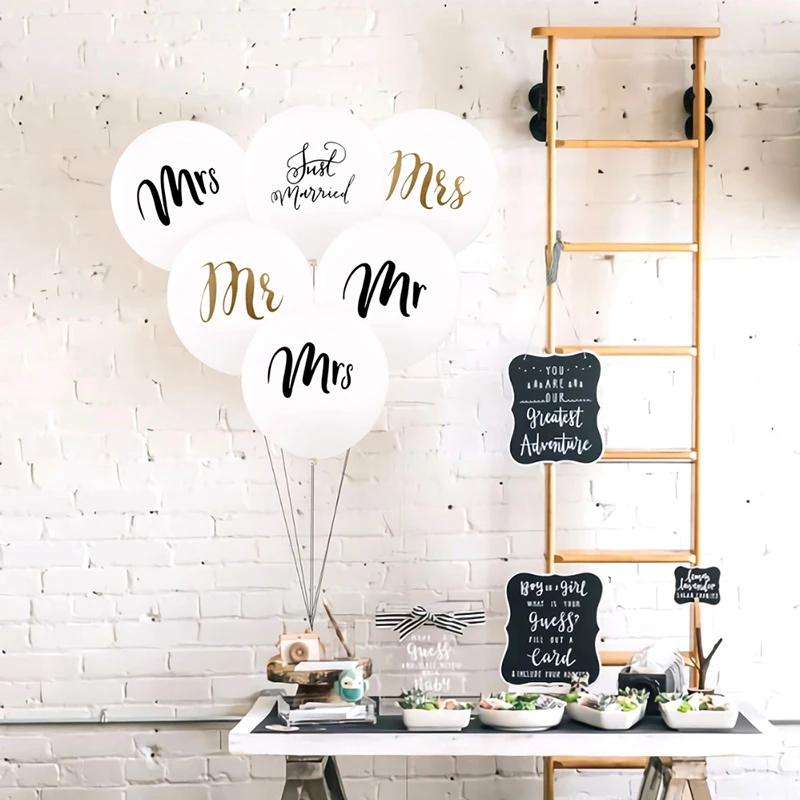 10 шт. круглые белые латексные шары с принтом Mr & Mrs Свадебный Праздничный декор