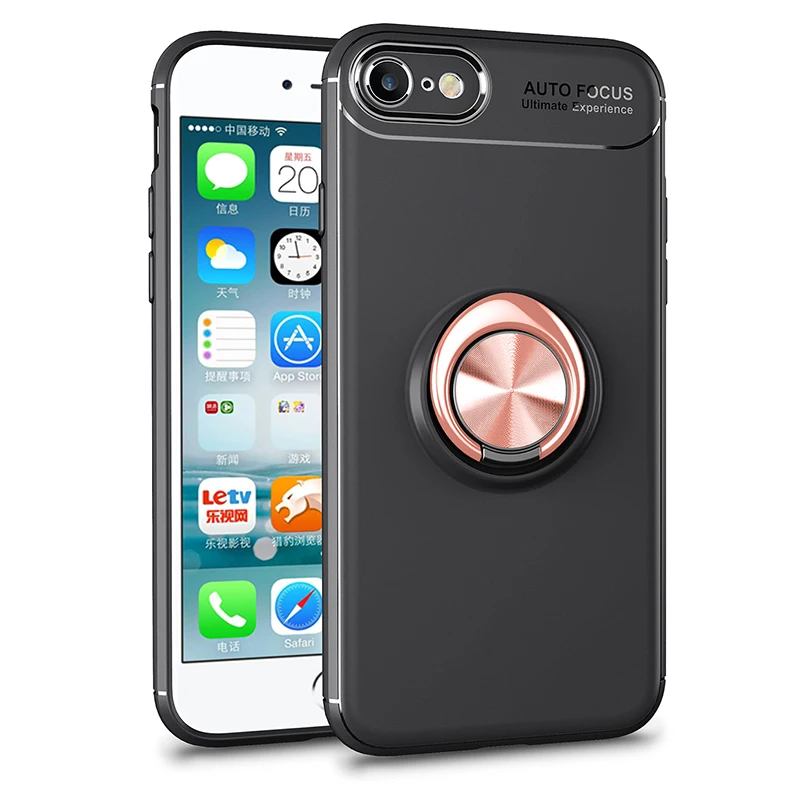 For case Apple iphone 7 8 soft silicone phone bag for iphone7 Invisible Bracket Stand Shell TPU black Pure color housing | Мобильные
