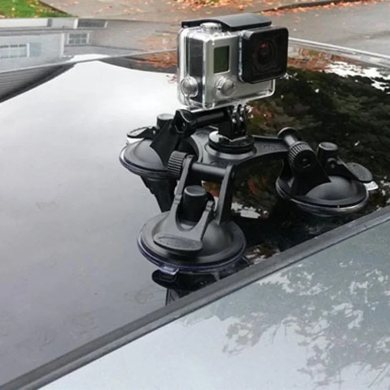 Фото Тройной низкий угол присоска держатель с шаровой головкой для автомобиля Gopro Тройной низкий угол присоска держатель с шаровой головкой для автомобиля Gopro