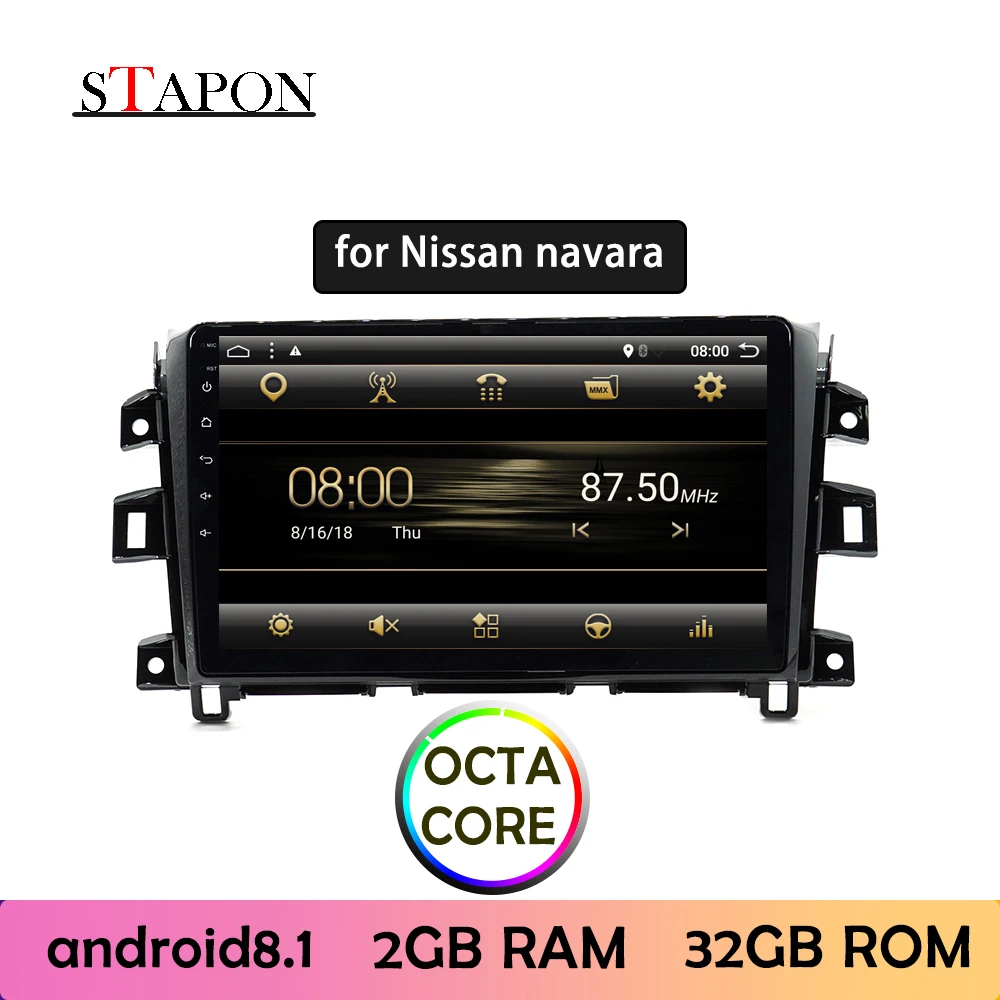STAPON 10 дюймов для Nissan navara 2011-18 Android 8 1 2GBRAM Восьмиядерный автомобильный DVD MP5