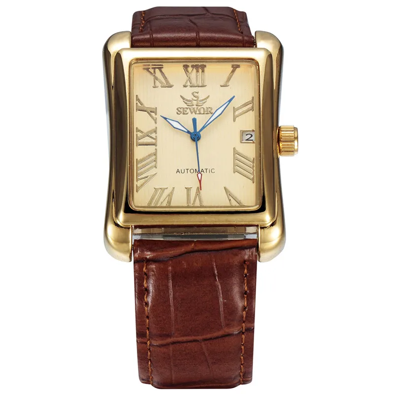 Sewor выход фабрики Orologio Uomo календарь наручные часы мода Relogio Masculino прямоугольник