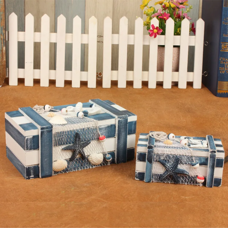 

The new Mediterranean Ocean series storage box storage box wooden European-style wooden creative home gifts