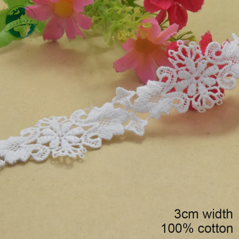 

3 ярдов 3 см белый 100% хлопок вышивка кружева французская кружевная Лента ткань гипюр Сделай Сам отделка основа Вязание Швейные аксессуары #...