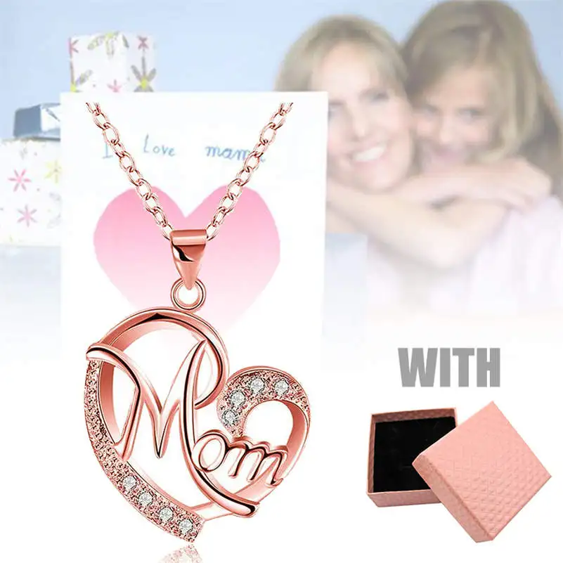 Кулон для мамы и женщины в форме сердца с коробкой ожерелья на День матери