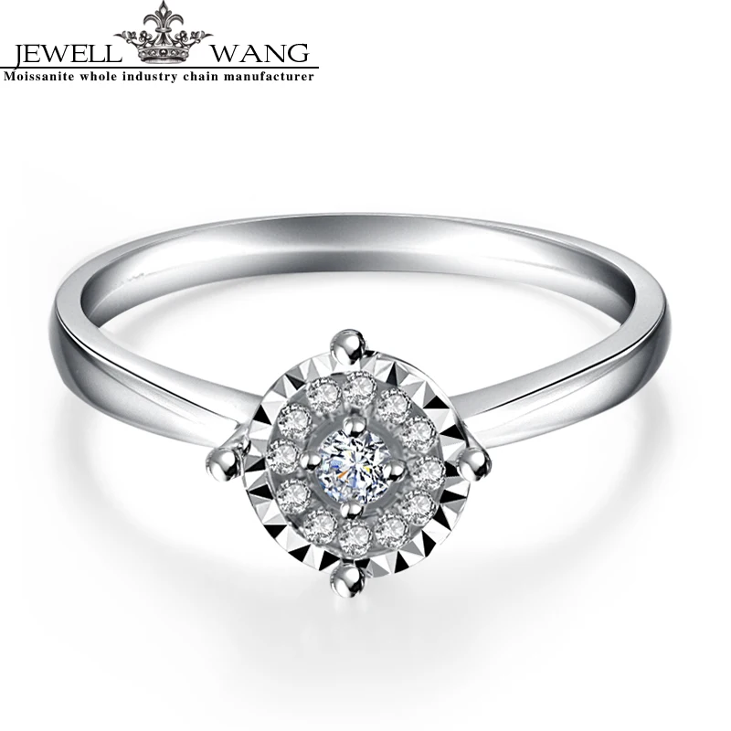 Кольцо из белого золота 18 К с бриллиантами и эффектом 1 карат|ring 18k|ring forrings for women |