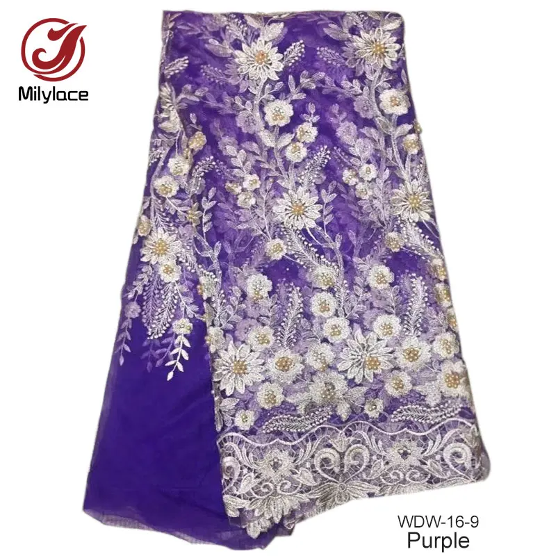 Бисером африканско французский кружевной материал Платья оптом делает ткани с