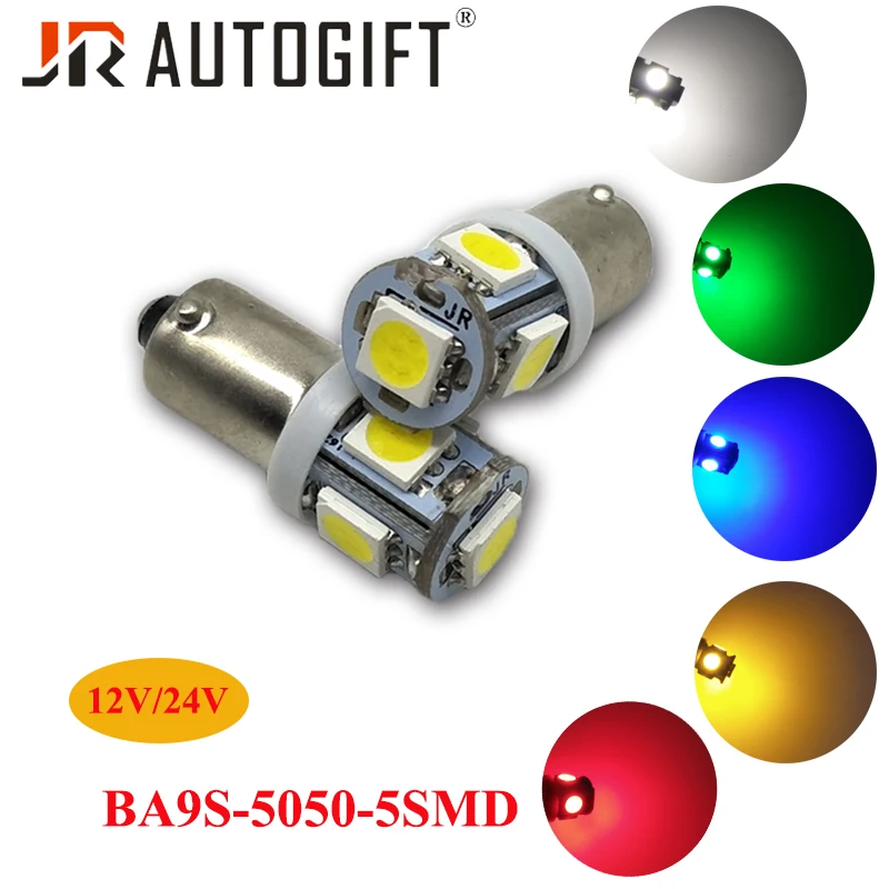 10 шт 12 V 24 V BA9S 5050 5 SMD СВЕТОДИОДНЫЙ BA9S T11 T4W H6W 233 автомобильная лампа для peugeot 2008 203 Внутреннее освещение 5050 5SMD приборной панели