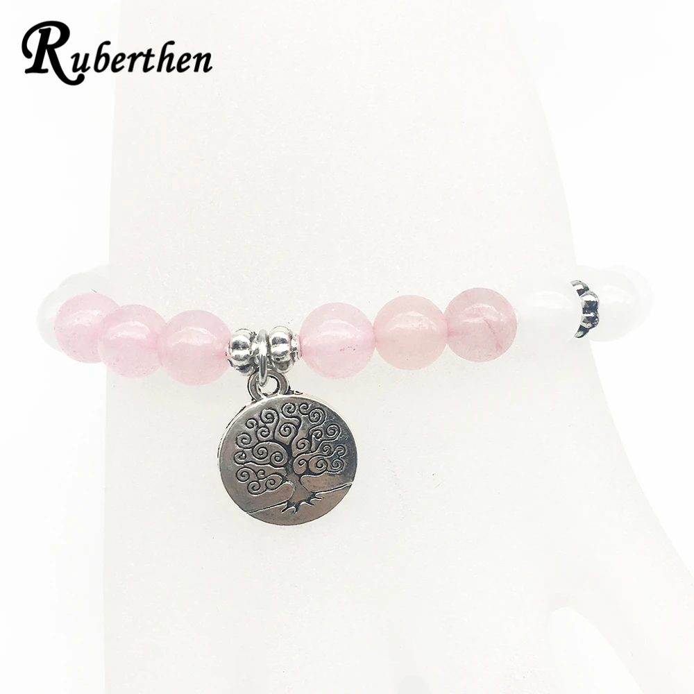 Распродажа женский браслет Ruberthen новый дизайн розовый КВАРЦЕВЫЙ белый для йоги
