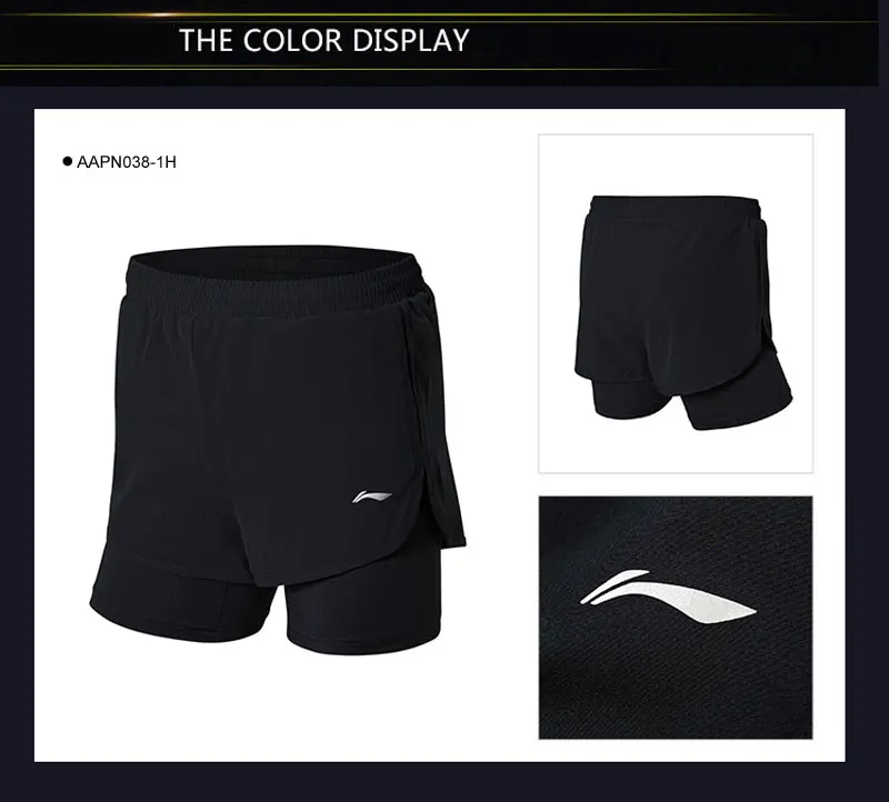 Li-Ning женские шорты для соревнований по бадминтону, дышащие спортивные шорты с удобной подкладкой для фитнеса, AAPN038 WKD595