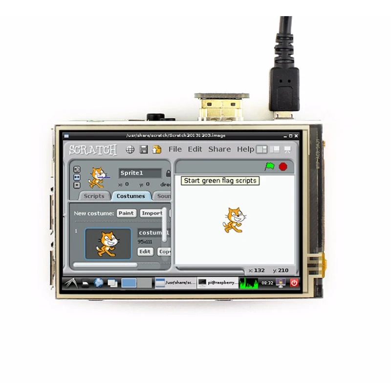 ЖК дисплей 3 5 дюйма HDMI для Raspberry Pi с резистивным сенсорным управлением IPS экраном