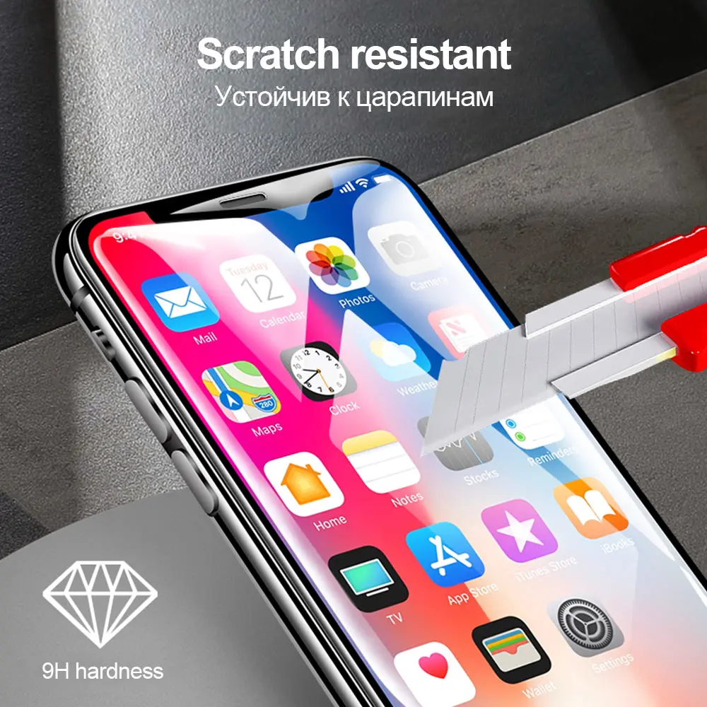 Изогнутое закаленное стекло TOMKAS 6D с полным покрытием для iPhone X Защита экрана 6 6S Plus