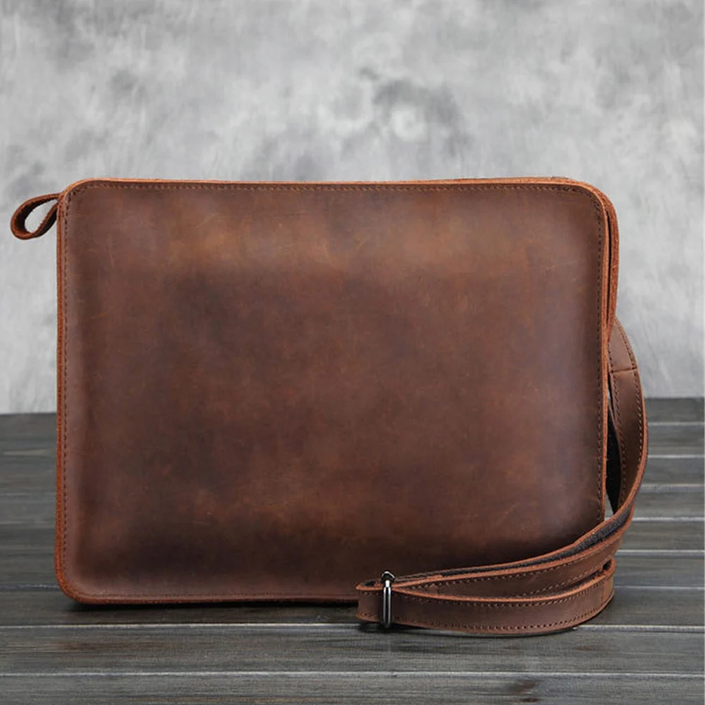 

Luxury Brand Crazy Horse Leather Briefcases Man Bag Vintage Multifunction Ipad Bag Business Men's Messenger Shoulder Handbag Bag