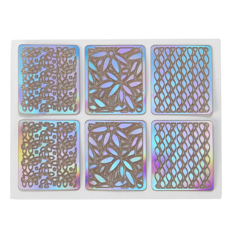 12 Sheets New Nail Irregular Grid Stencil Reusable Manicure Stickers Stamping Template Art Tools Halloween 9.8 | Красота и здоровье