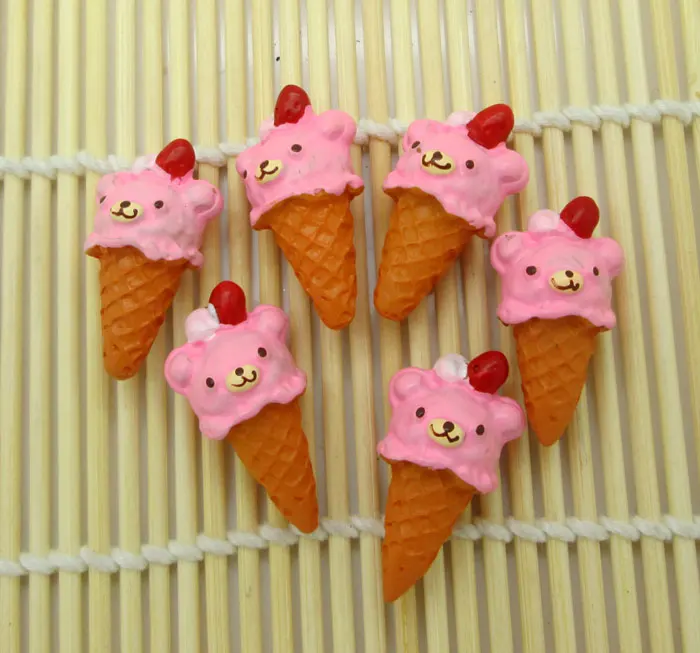 10 шт. Медведь Мороженое из смолы украшения Kawaii Bead Flatback Кабошон магнит на
