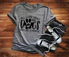 Женская футболка с надписью All I care are dogs, модная футболка в стиле гранж с рисунком в виде собачьей мамы, Повседневная Готическая футболка, художественные Топы