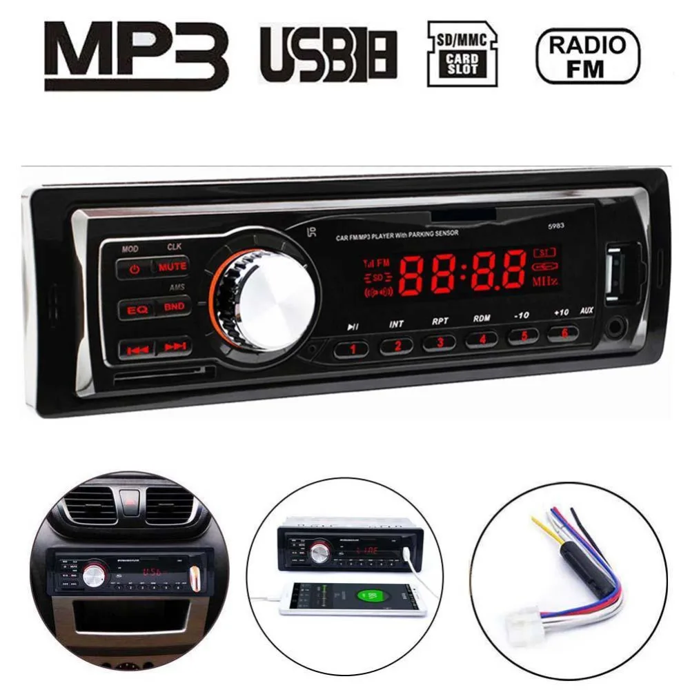 Автомобильный стерео аудио 12 в 1 Din FM Aux вход приемник SD USB MP3 WMA радио плееры