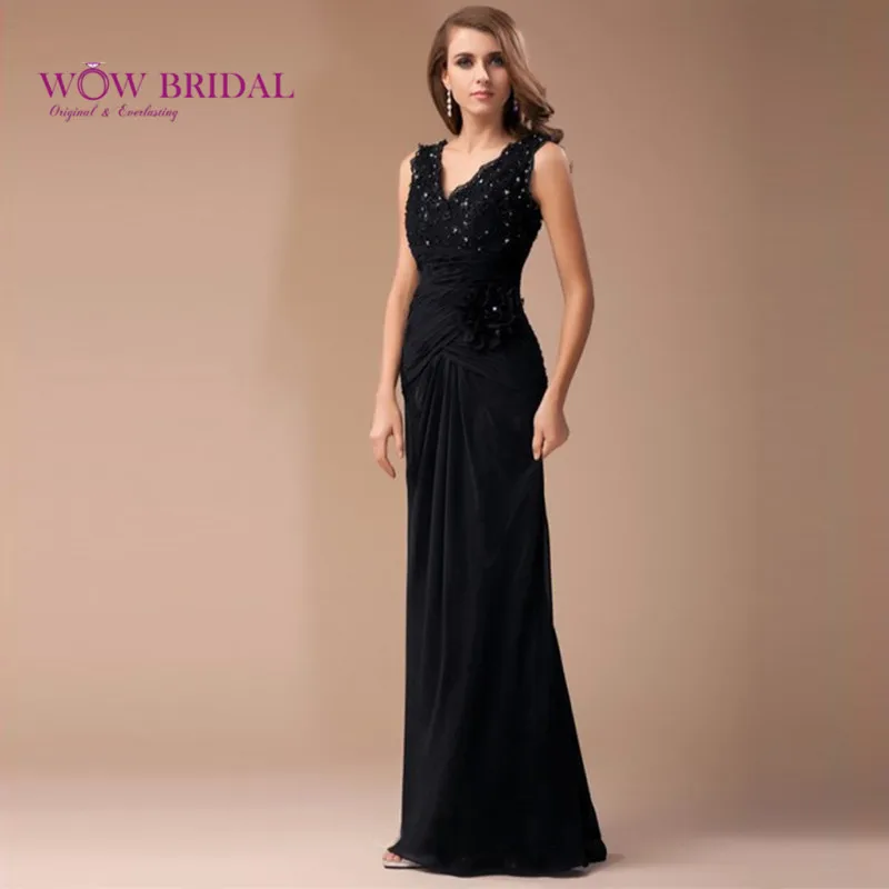 Wowbridal Хороший Оболочка Колонка V Образным Вырезом Без Рукавов Длиной До Пола