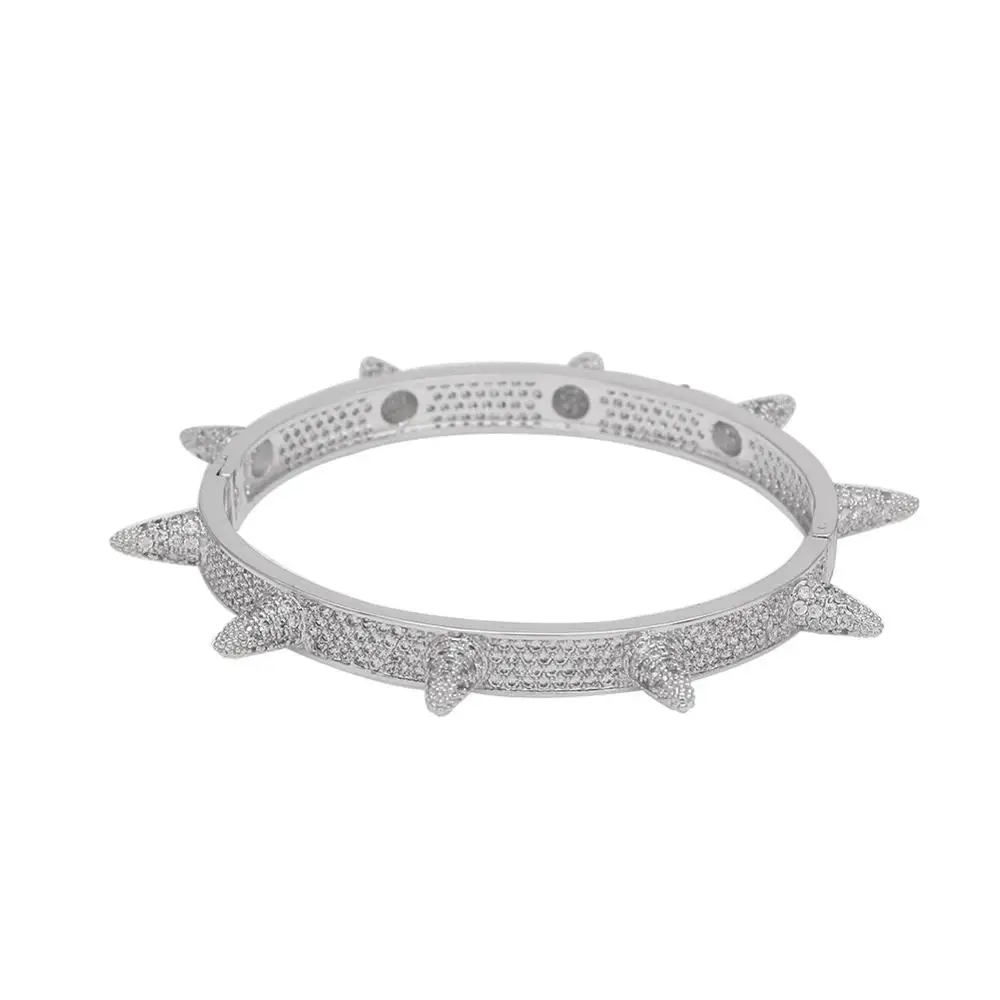 CJZBLXSL01216Luxury Iced Out Bling кубический циркон хип хоп Розовое Золото Серебро Браслеты с заклепками браслеты с шипами подарки для мужчин и женщин(подбородок