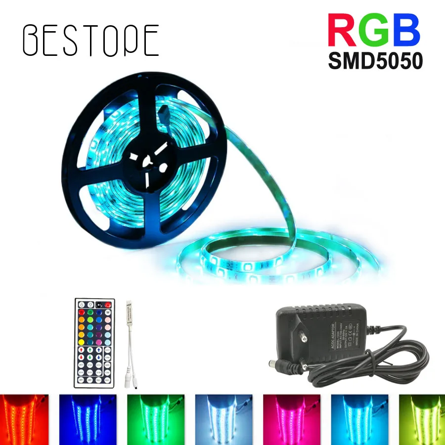 5 м 10 м SMD 5050 RGB Светодиодная лента 15 м светодиодный светильник водонепроницаемая лента DC 12 В лента RGB гибкий светильник Полный комплект с адаптером