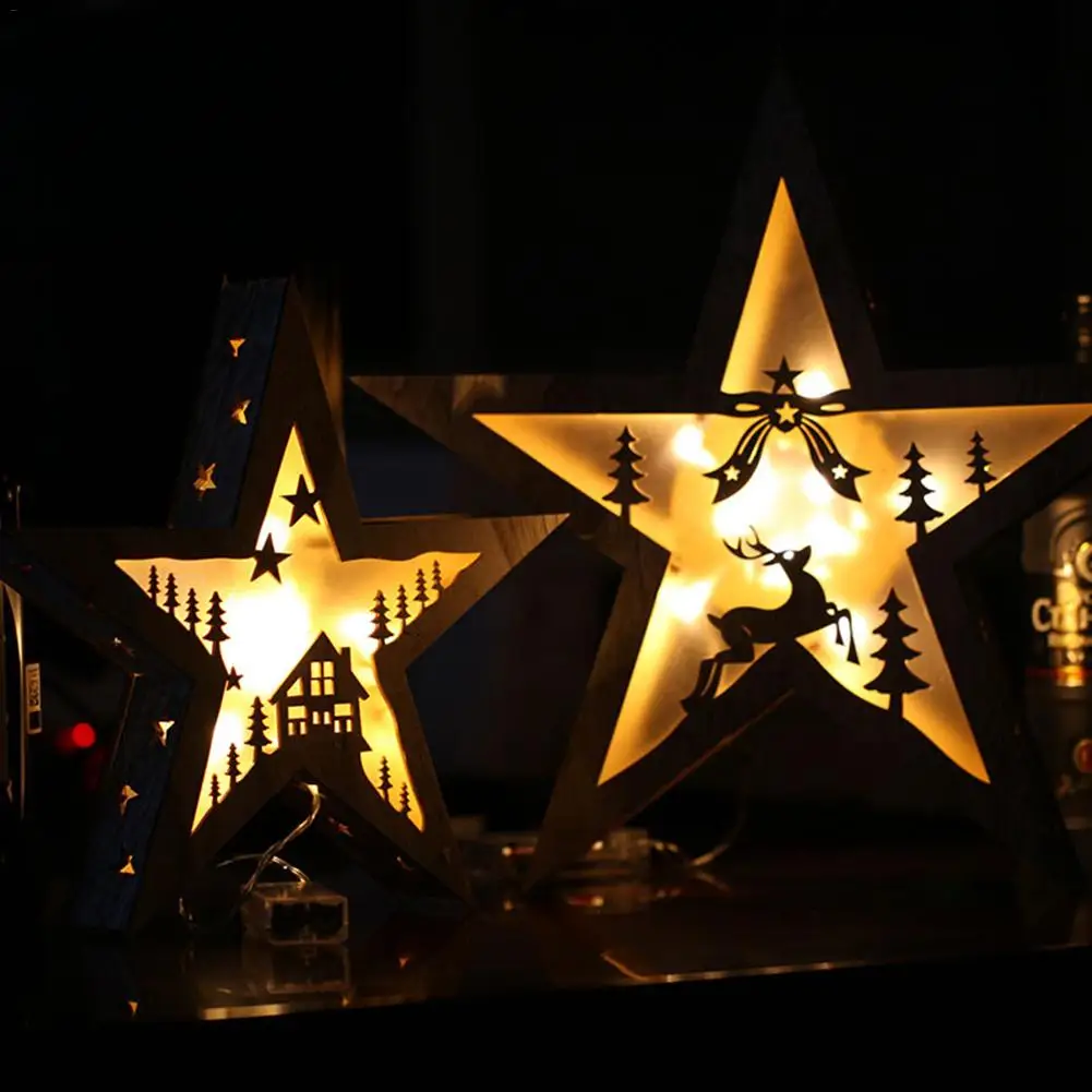Kaigelin LED деревянный пятиконечная звезда Фея Ночь Крытый теплый белый свет