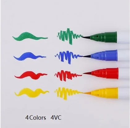 4 colors 4VC Kuretake RB-6000AT 4/6/12/24/36/60 цветов зиг-чистый цвет натуральная кожа кисточки с мягкой головкой, акварель кисти мультфильм рисунок пером молни - Цвет: 4 colors 4VC