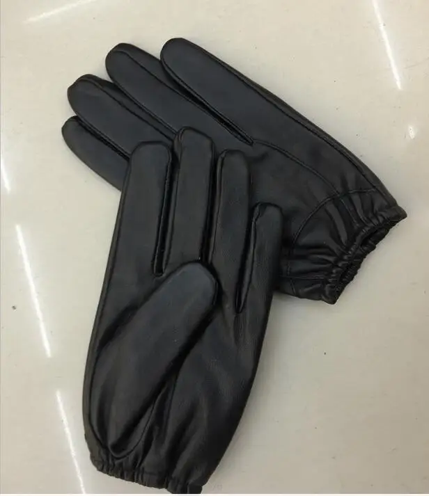 Мужские кожаные перчатки тонкие короткие из овечьей кожи зимние теплые для