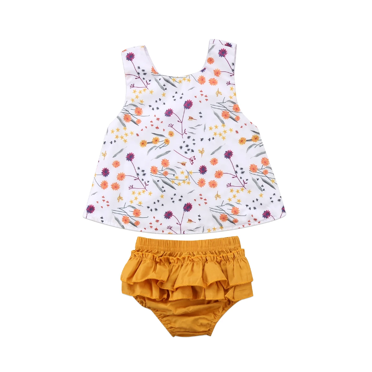 2017 Одежда для маленьких девочек желтая футболка с цветочным принтом Топы