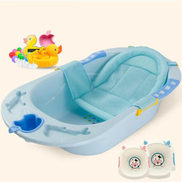 blue with basin Дешевая детская пластиковая Ванна, китайские товары для ванной, пластиковая Ванна для новорожденных, ванна для подарка бесплатно - Цвет: blue with basin